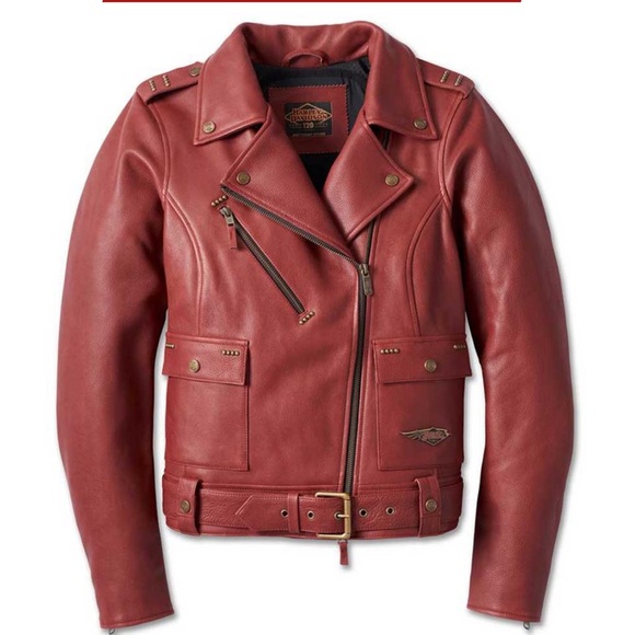 Harley Davidson Women's 120th Anniversary D-Pocket Biker Leather Jacket - Black - Picture 15 of 16